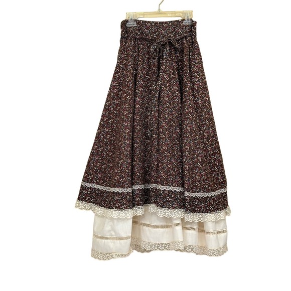 Gunne Sax Dresses & Skirts - Jessica's Gunnies San Francisco vintage skirt, brown floral, prairiecore, 70s